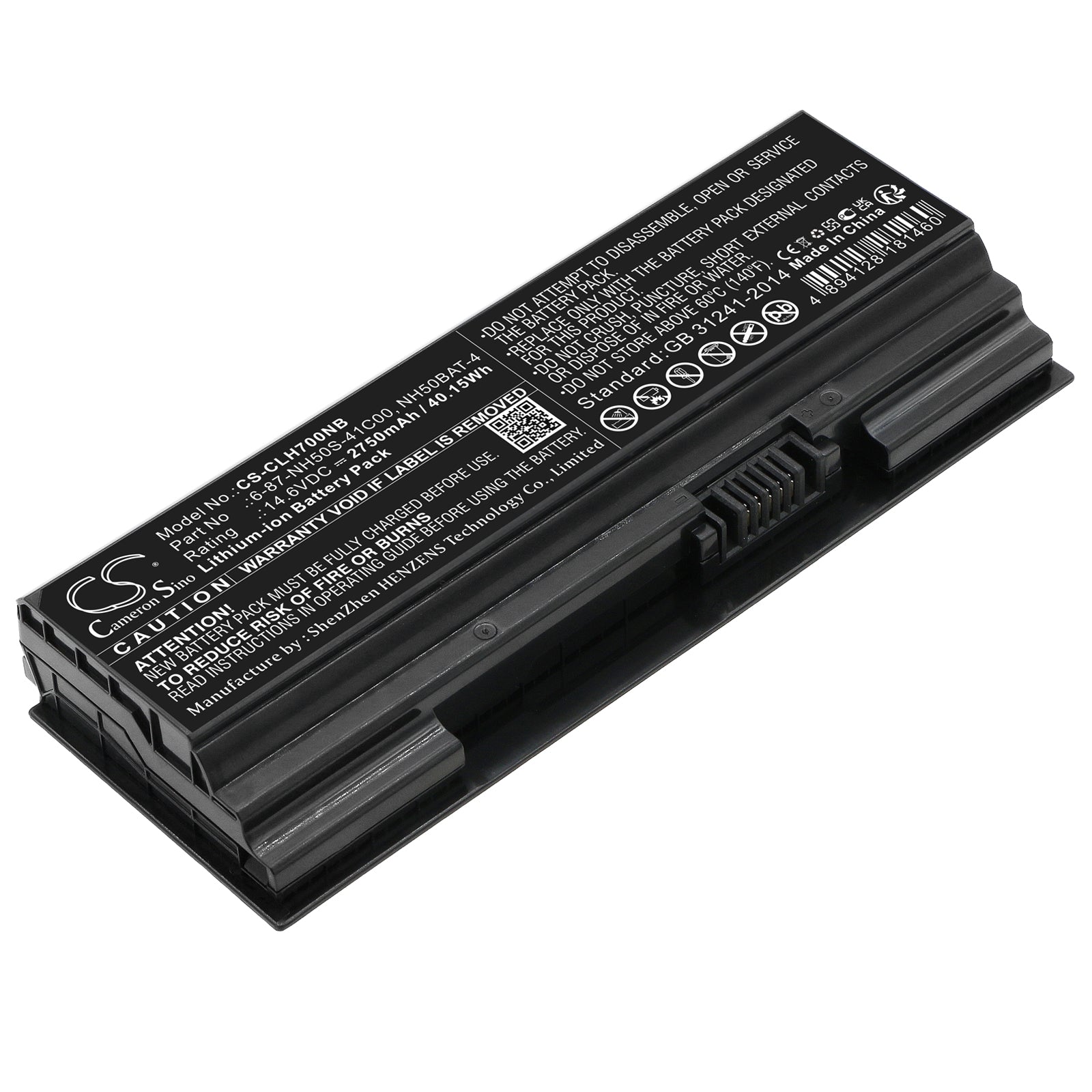 2750mAh 14.6V Laptop Battery - Clevo NH70RCQ NH58RC, Sager NP7856, System76 Gazelle Replacement - High Capacity Power