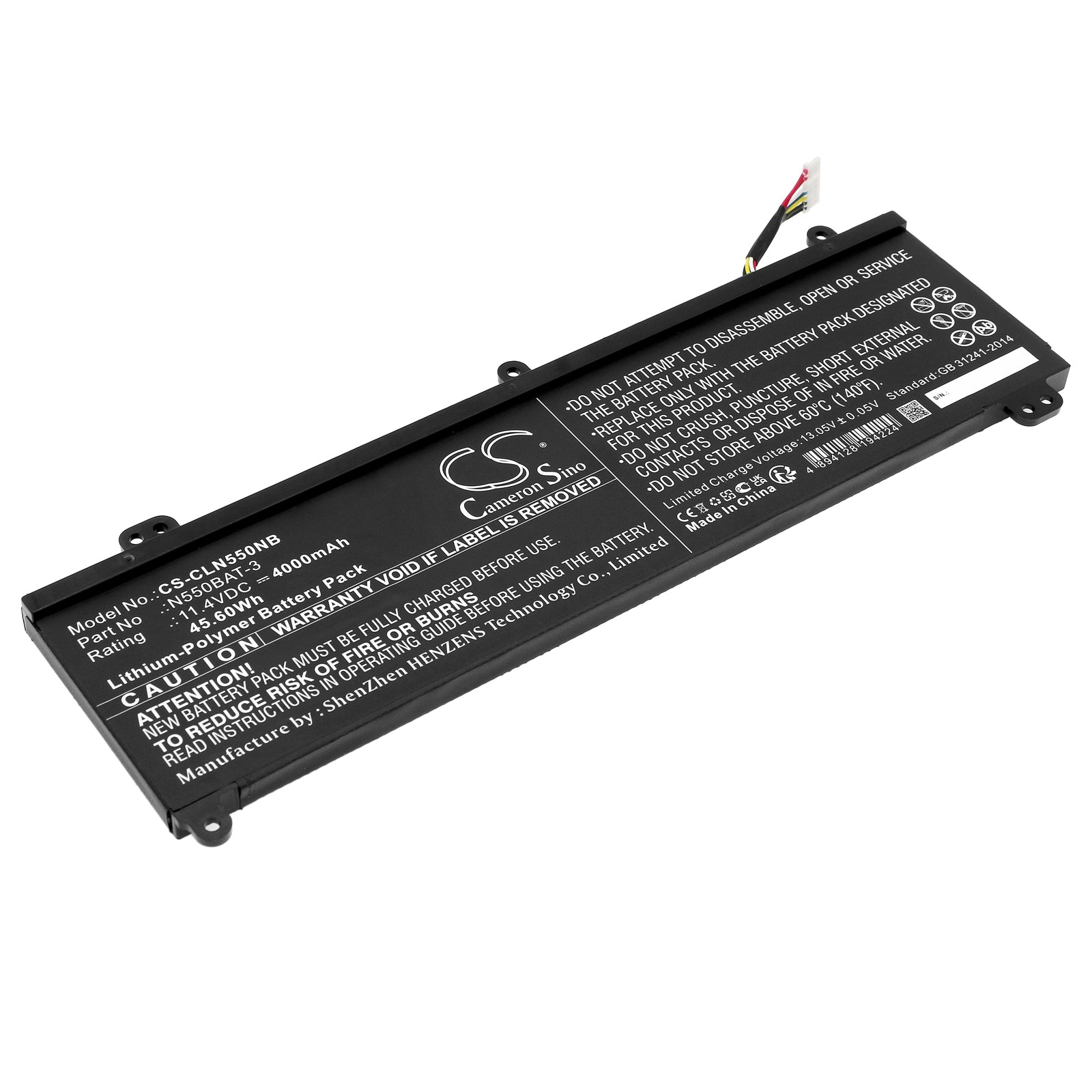 4000mAh Laptop Battery for Clevo N551RC N551RN N550RN & Machenike F57 Series - 11.4V 45.6Wh Li-Polymer Replacement