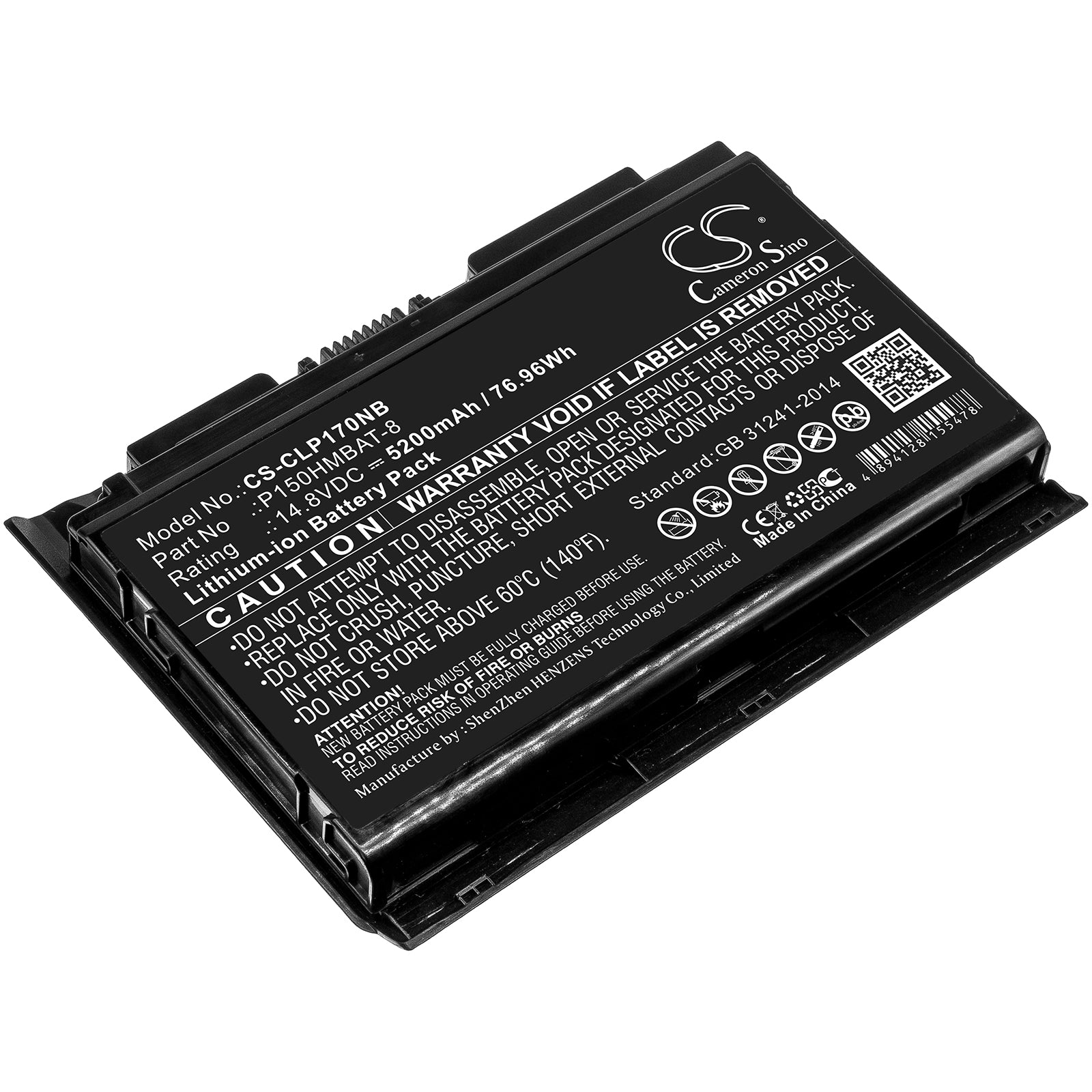 14.8V 5200mAh Li-ion Battery - Clevo Nexoc G505, Schenker XMG P502 Pro Laptop - High Capacity Replacement