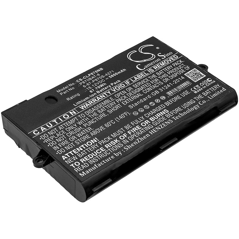 5800mAh Laptop Battery for Clevo P870, Sager NP9870, Eurocom Sky X9E3 - 15.12V 87.70Wh Li-ion Replacement