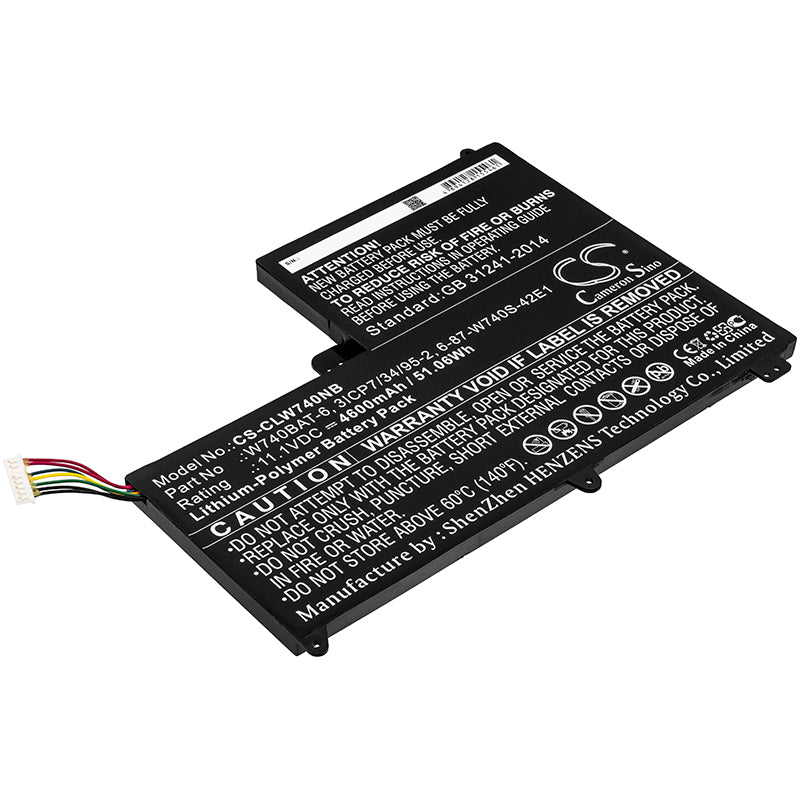 4600mAh Battery for Clevo W740SU, S413, Terrans Force X411 Series Laptop - 11.1V 51.06Wh Li-Polymer Replacement