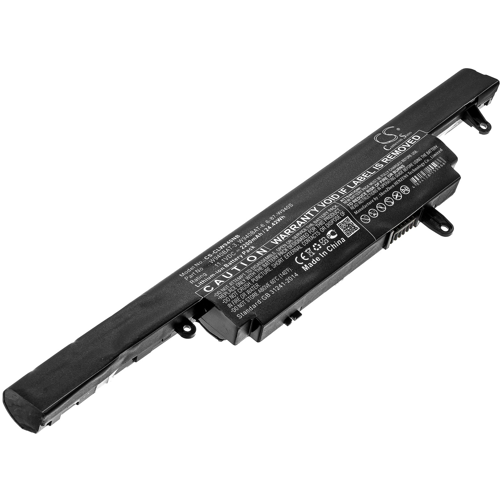 2200mAh Battery for Clevo Premium TV XS3210 & W940S Laptop - 11.1V, 24.42Wh, Replacement Power