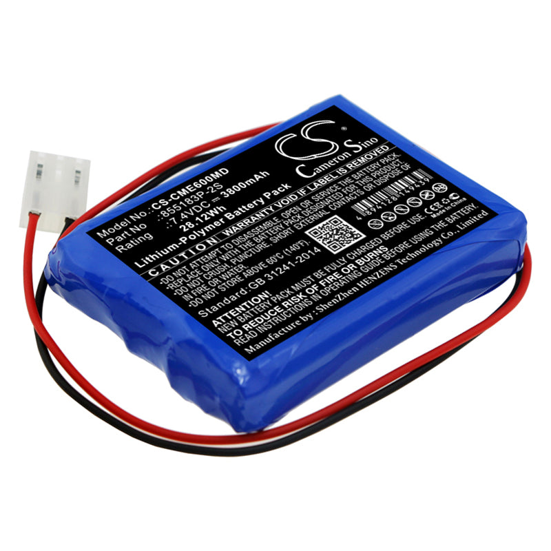 CONTEC ECG-600G ECG Monitor Replacement Battery - 7.4V, 3800mAh Li-Polymer - Medical Grade