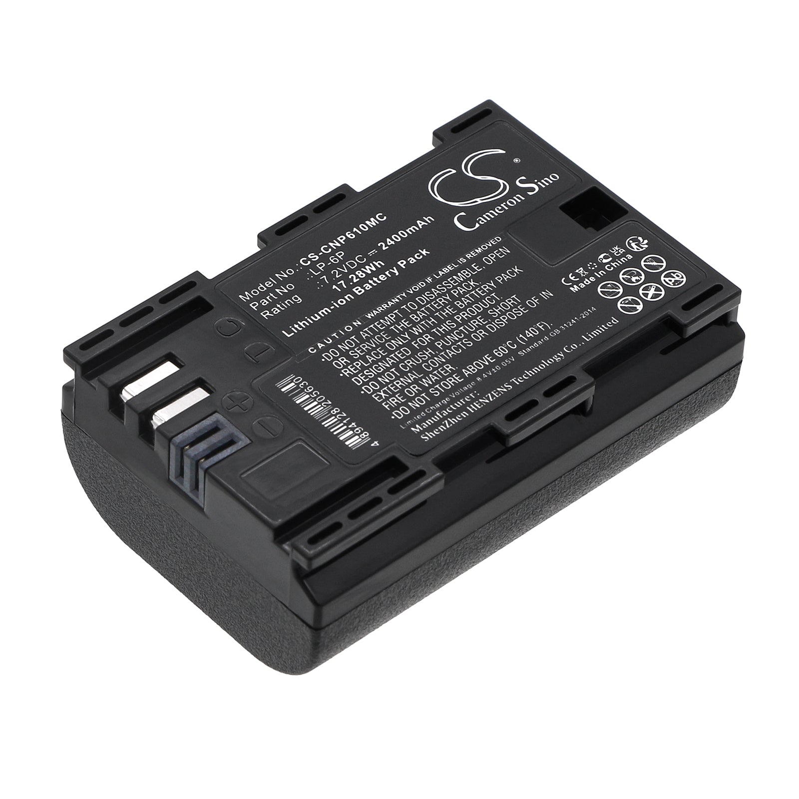 LP-E6NH Battery: Canon EOS R5 Mark II, 7D, 6D, 5D Series - Extended Life 2400mAh, 7.2V High-Capacity Replacement