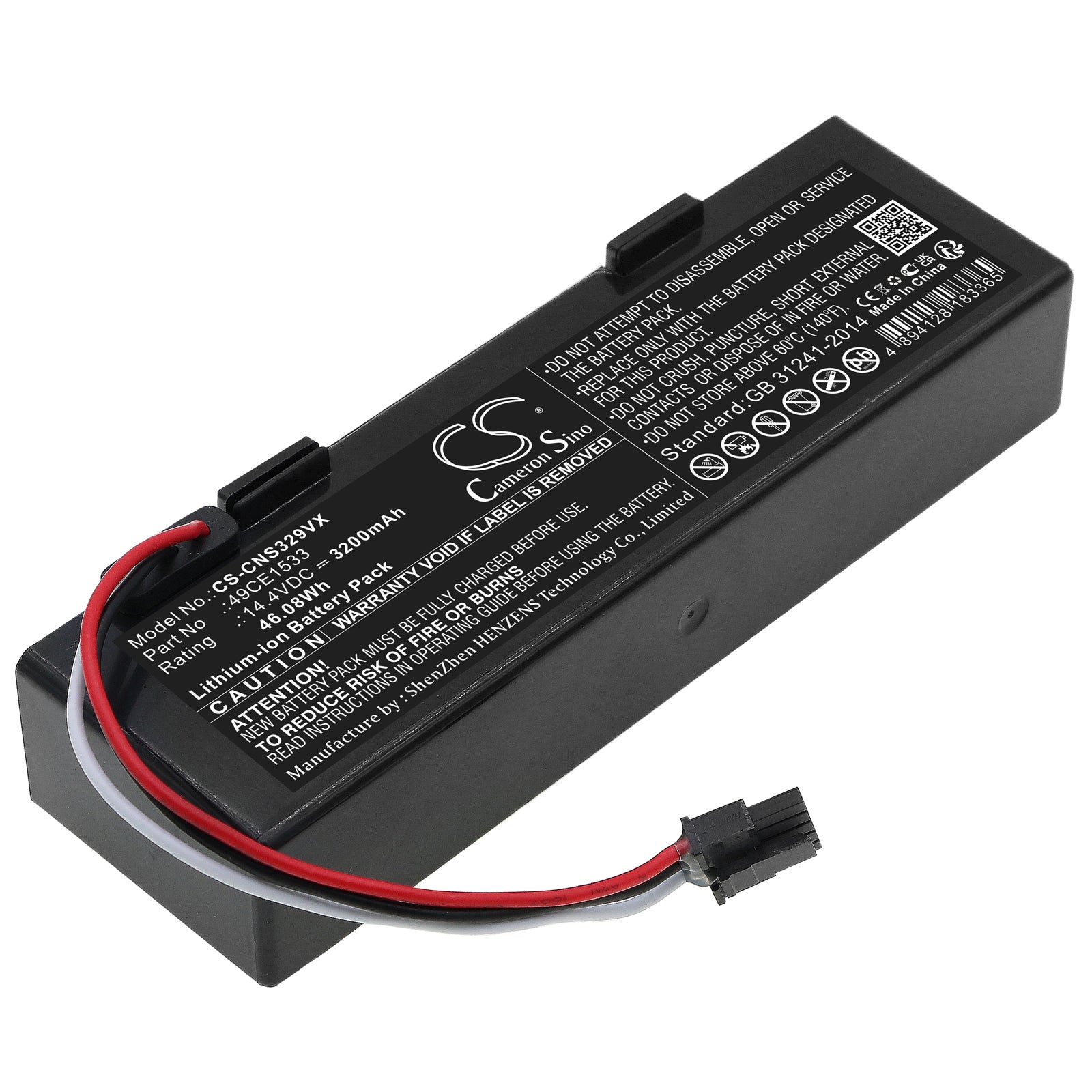 14.4V 3200mAh Li-ion Replacement Battery for Conga 3290-3890 Robot Vacuum - ETA 2228 Navaggio Compatible