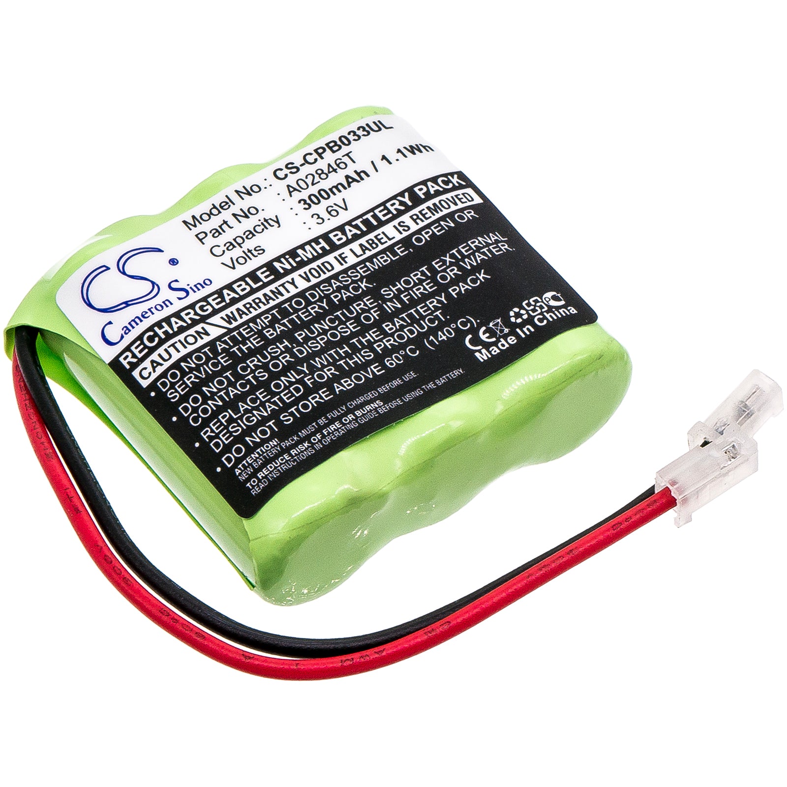 300mAh Ni-MH Cordless Phone Battery 3.6V - Universal 2/3AAA Pack, 30.38x31.37x10.63mm Replacement
