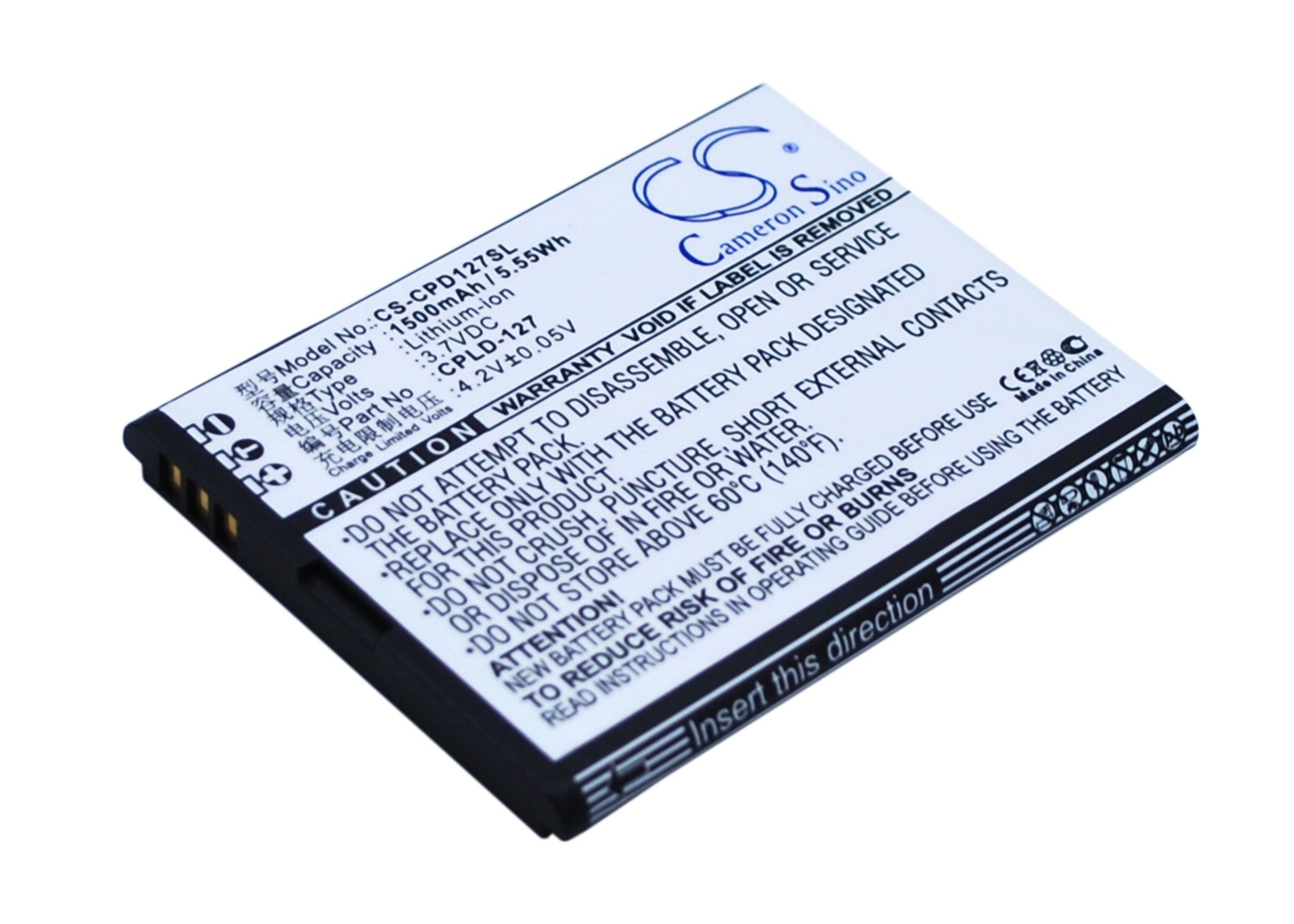 Coolpad 8017 Smartphone Battery - 1500mAh 3.7V Li-ion Replacement (CPLD-127, 5.55Wh) - Phone Repair