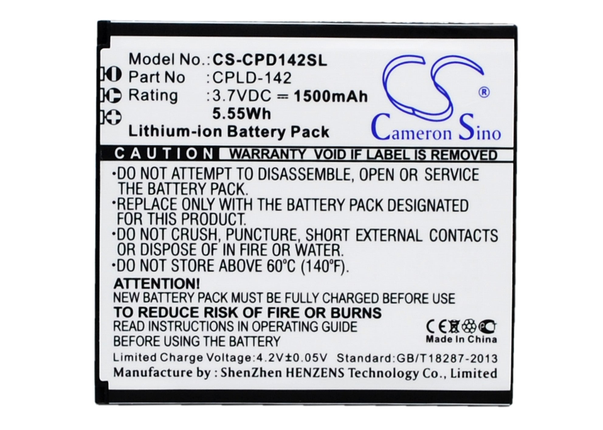 1500mAh Battery Replacement for Coolpad 5313S Mobile Phone - 3.7V 5.55Wh Li-ion - CPLD-142 - Grade A Cell
