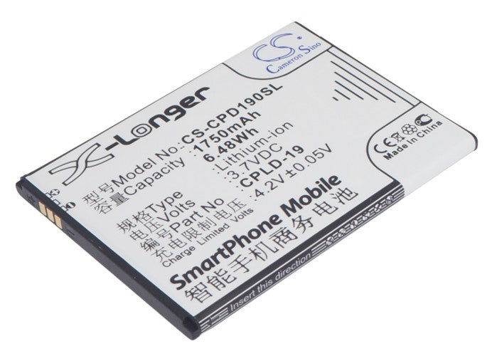 1750mAh 3.7V Li-ion Replacement Battery for Coolpad 7295, 5930, 8720 Series Smartphones - Extended Life