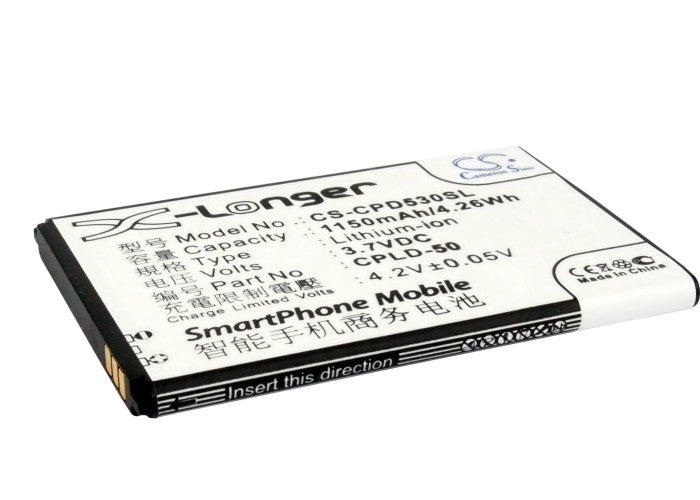 1150mAh 3.7V Li-ion Replacement Battery for Coolpad D530, E239, W711, 8811, W713, 8013 Smartphones - Phone Battery Replacement