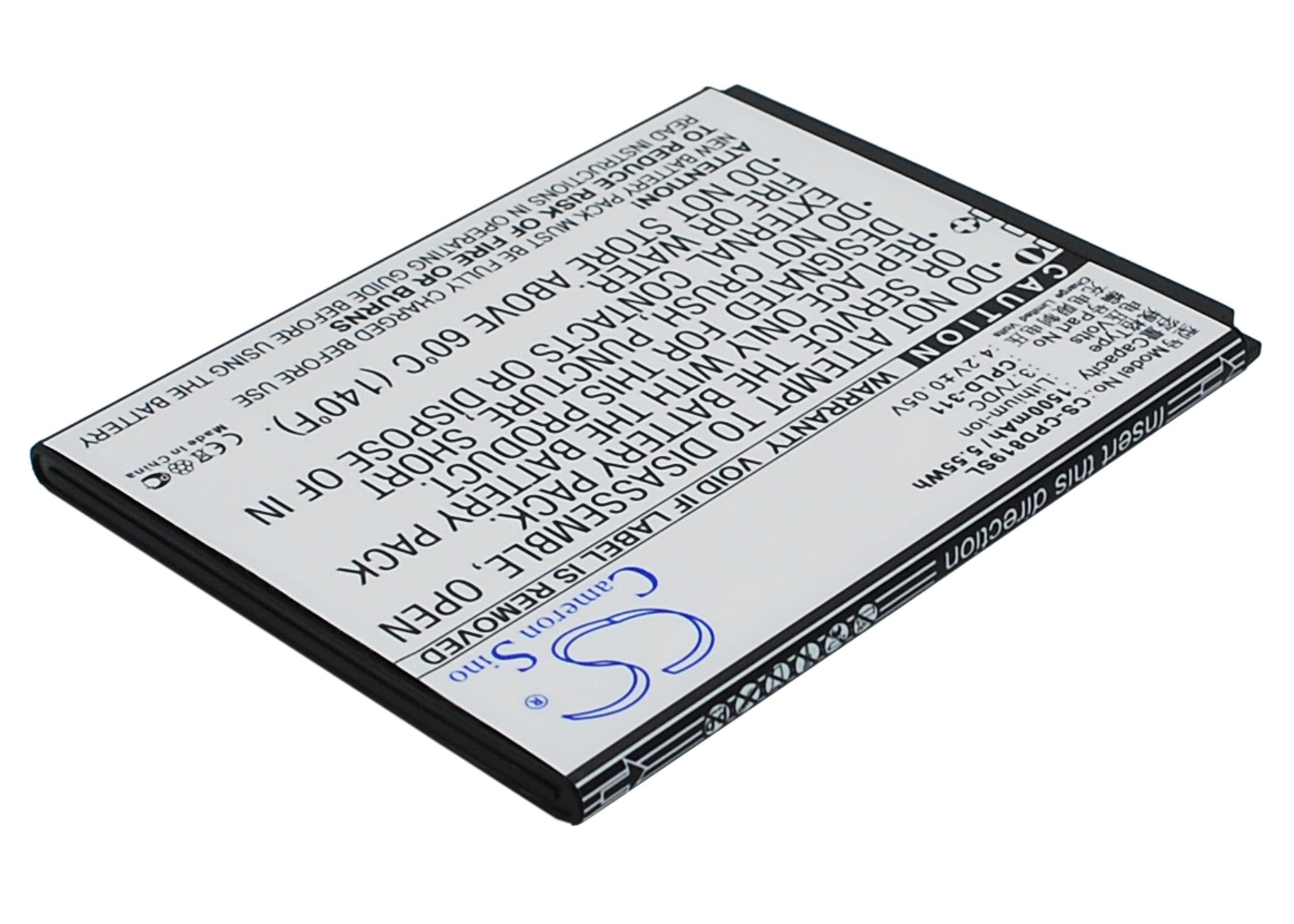 1500mAh Replacement Battery for Coolpad 8198T & 7295C - 3.7V Li-ion (68.65x54.92x4.12mm) Smartphone Battery