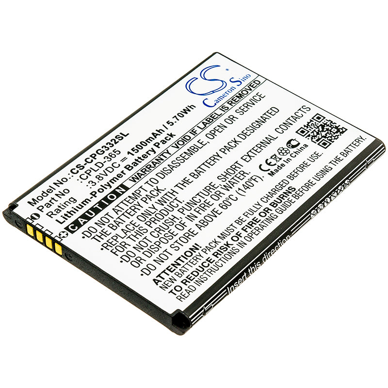 1500mAh Replacement Battery for Coolpad Rogue 4G & T-Mobile 3320A Smartphone - CPLD-365 - Extended Life Power