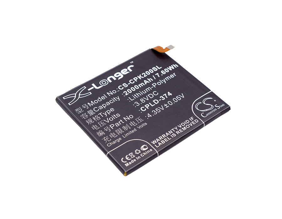 2000mAh Replacement Battery for Coolpad ivvi K2, Y72 Smartphone - 3.8V Li-Polymer CPLD-374 - Phone Repair Part
