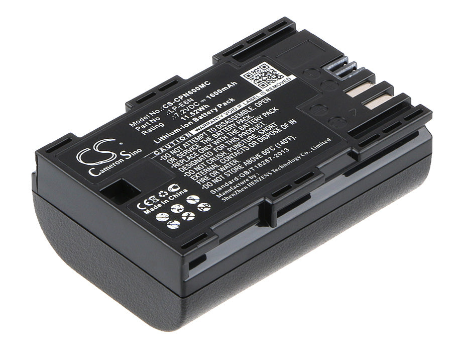 High Capacity 1600mAh Replacement Battery for Canon EOS 5D, 6D, 7D, 60D, 70D, R5, R6 Series Cameras - 7.2V Li-ion