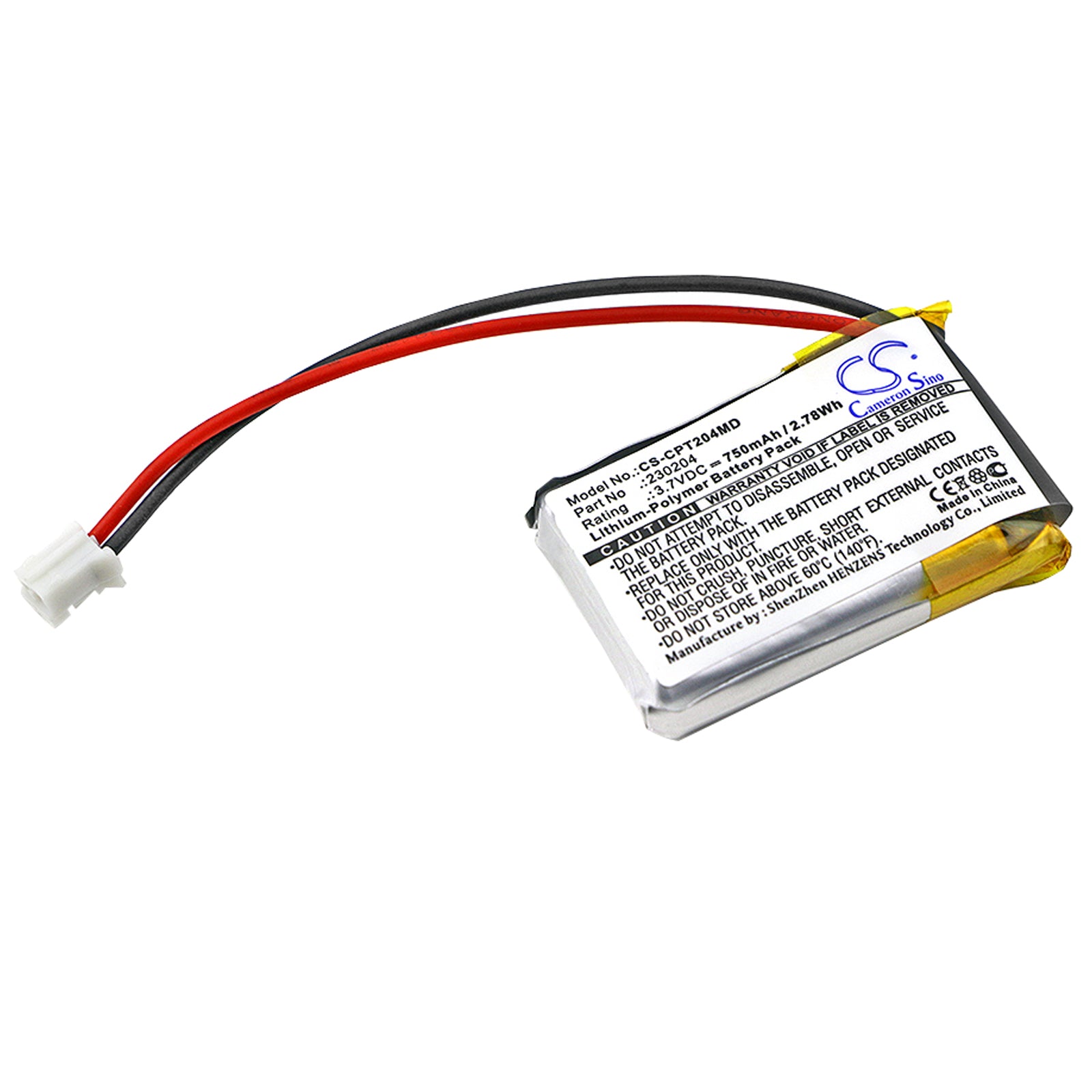 750mAh 3.7V Li-Polymer Battery Replacement for Celltreat Pipette Controller - Medical Grade, 36.4x24.4x9mm