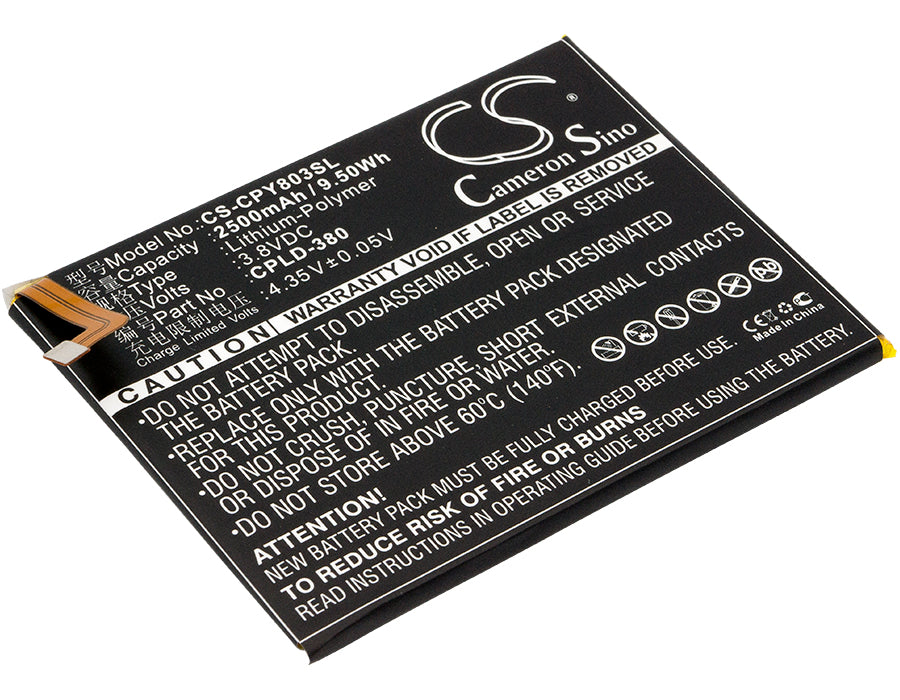 2500mAh Replacement Battery for Coolpad Y91 Fengshang 3 Y803-9 - 3.8V Li-Polymer Battery CPLD-380