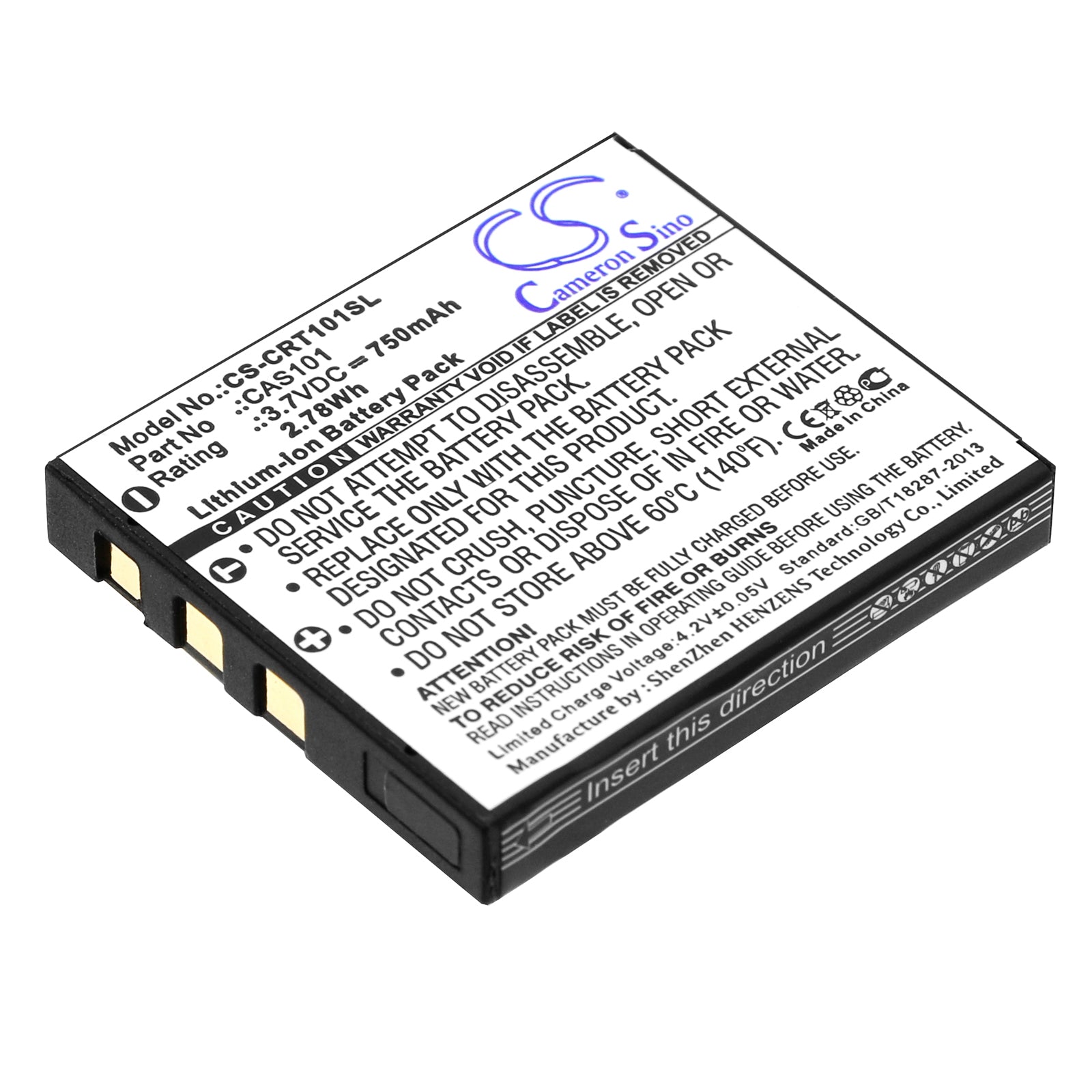 750mAh 3.7V Li-ion Replacement Battery for Creative Vado & Pocket HD Camcorders, VF0570 Media Player