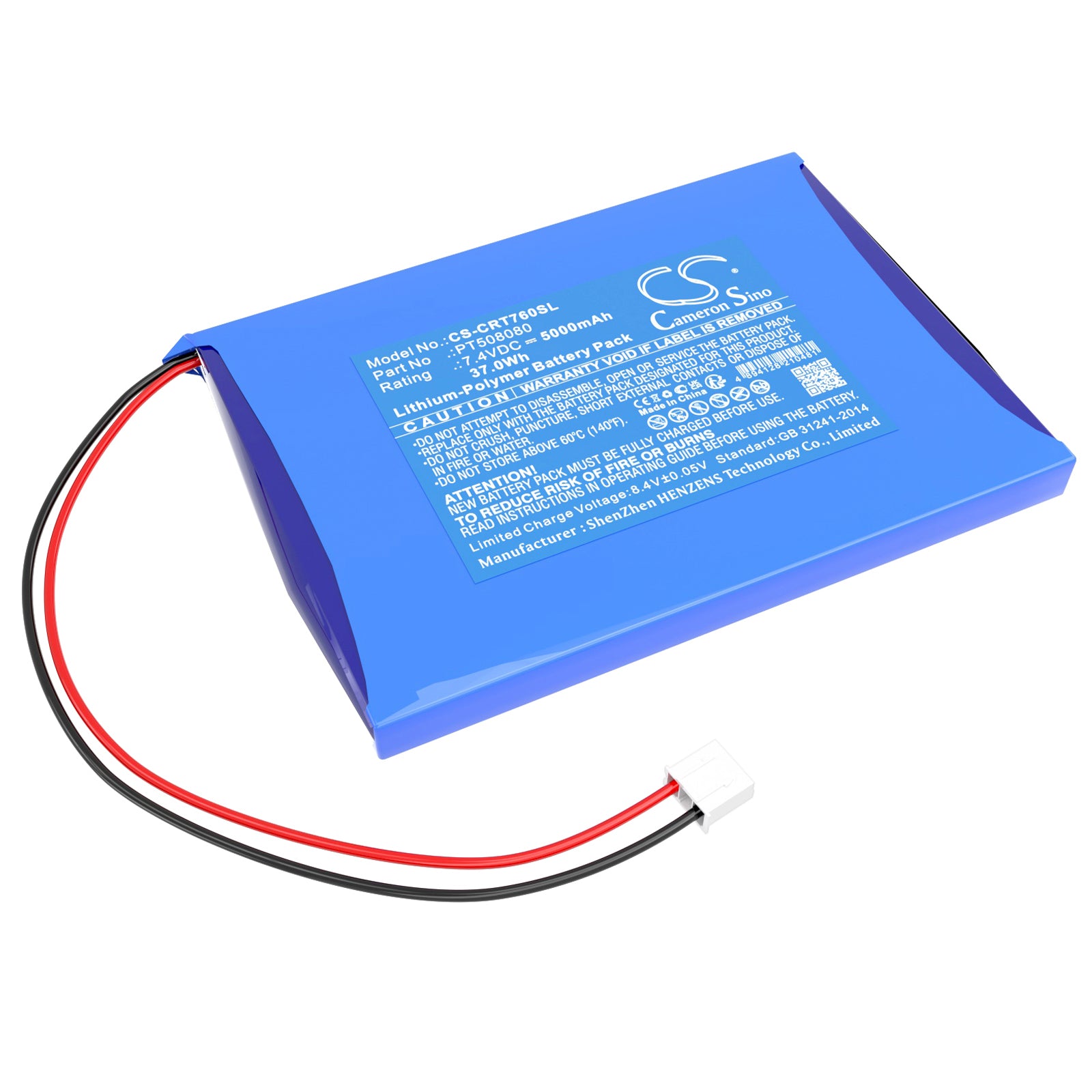 Creator ST-7600C Touch Screen Replacement Battery, 5000mAh, 7.4V 37Wh Li-Polymer, PT508080