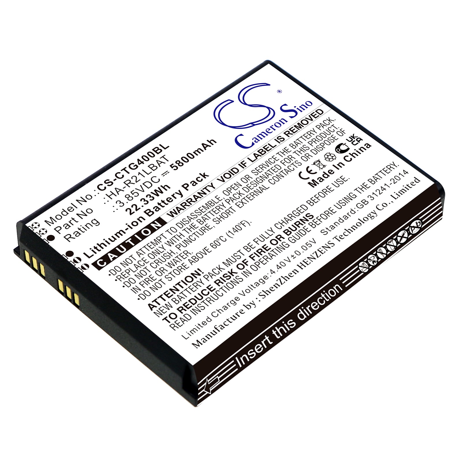 5800mAh Replacement Battery for Casio IT-G400 Barcode Scanner - Extended Life, 3.85V Li-ion, 22.33Wh
