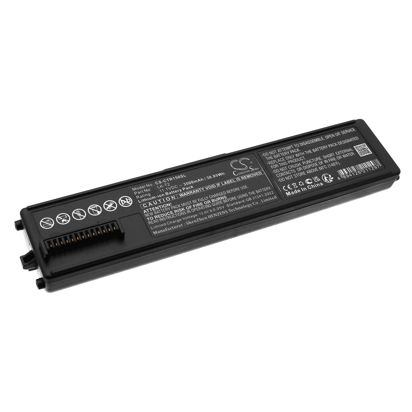 High-Capacity 3500mAh Replacement Battery for Canon Pixma TR150 Portable Printer, LK-72, 38.85Wh, 11.1V