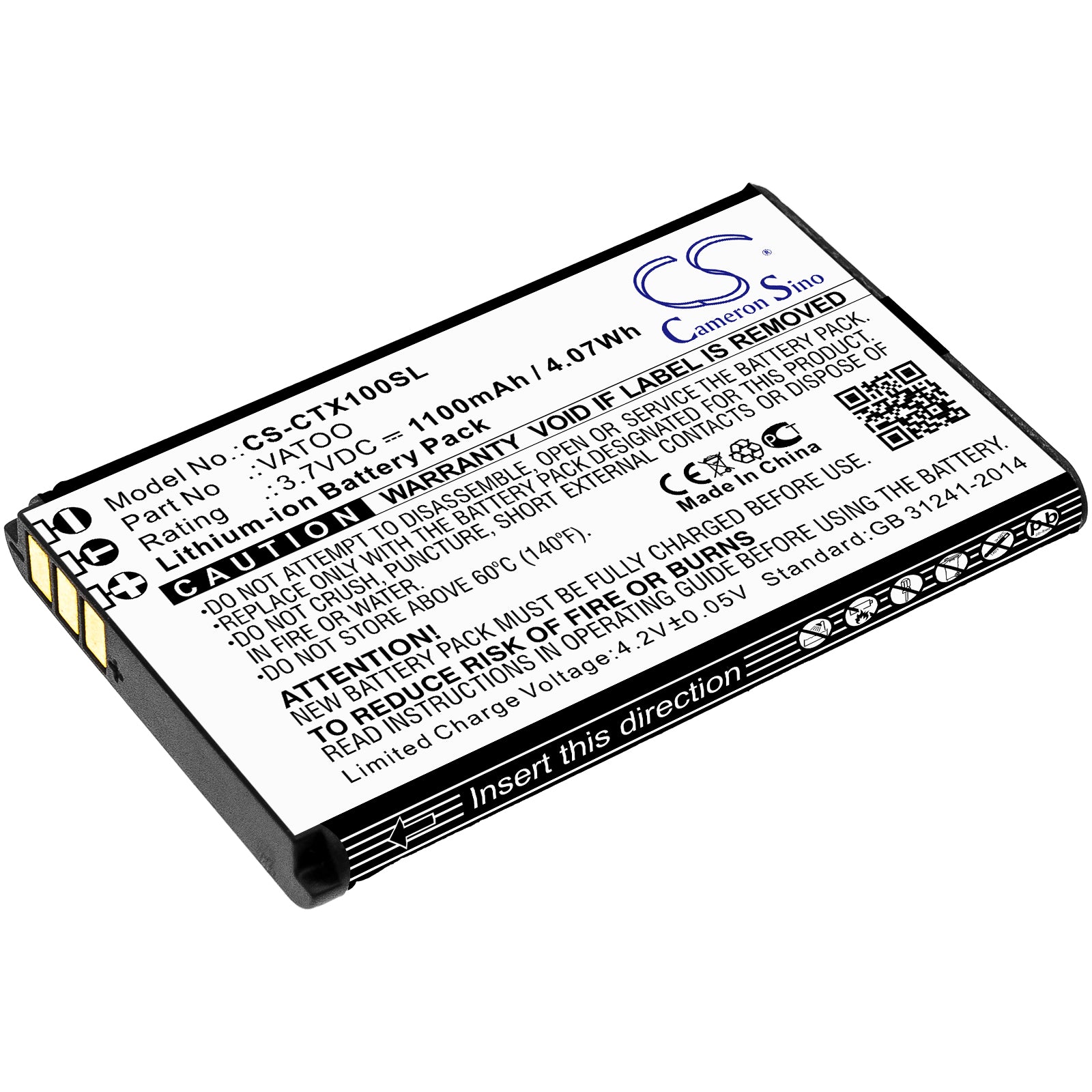 1100mAh 3.7V Li-ion Replacement Battery for Contacta RF-TX1/RX1/TRX Stage Monitor System - XU100596-17005A