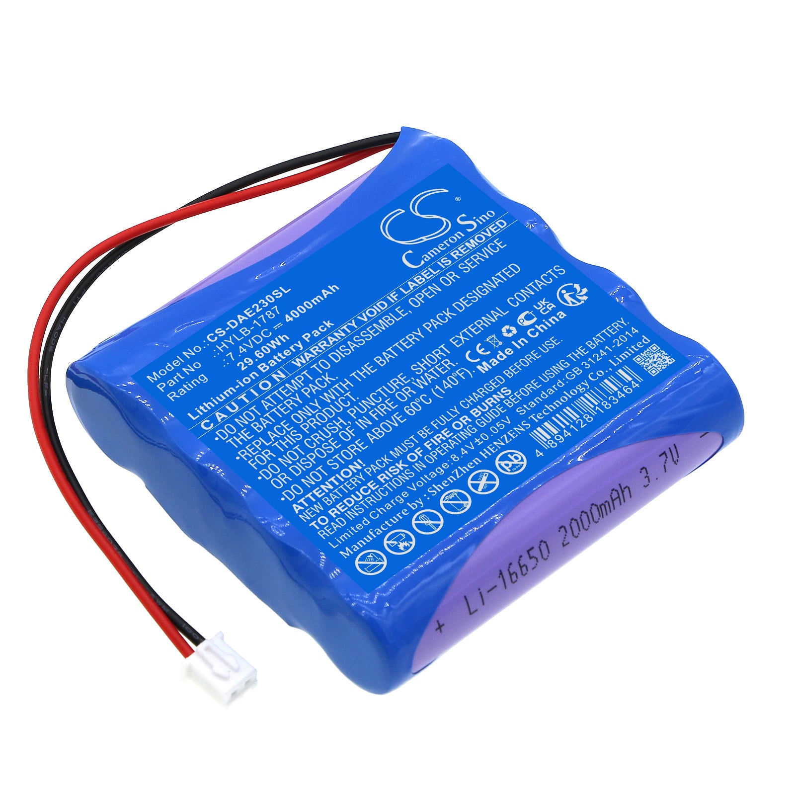 4000mAh 7.4V Li-ion Replacement Battery for Deli AE2300 Survey Equipment (68x66x18.7mm) HYLB-1787