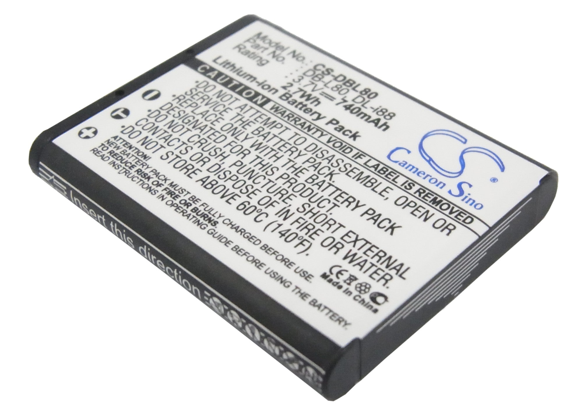 "740mAh 3.7V Li-ion Replacement Battery for Toshiba Camileo/Pentax Optio/Sanyo Xacti Digital Cameras"