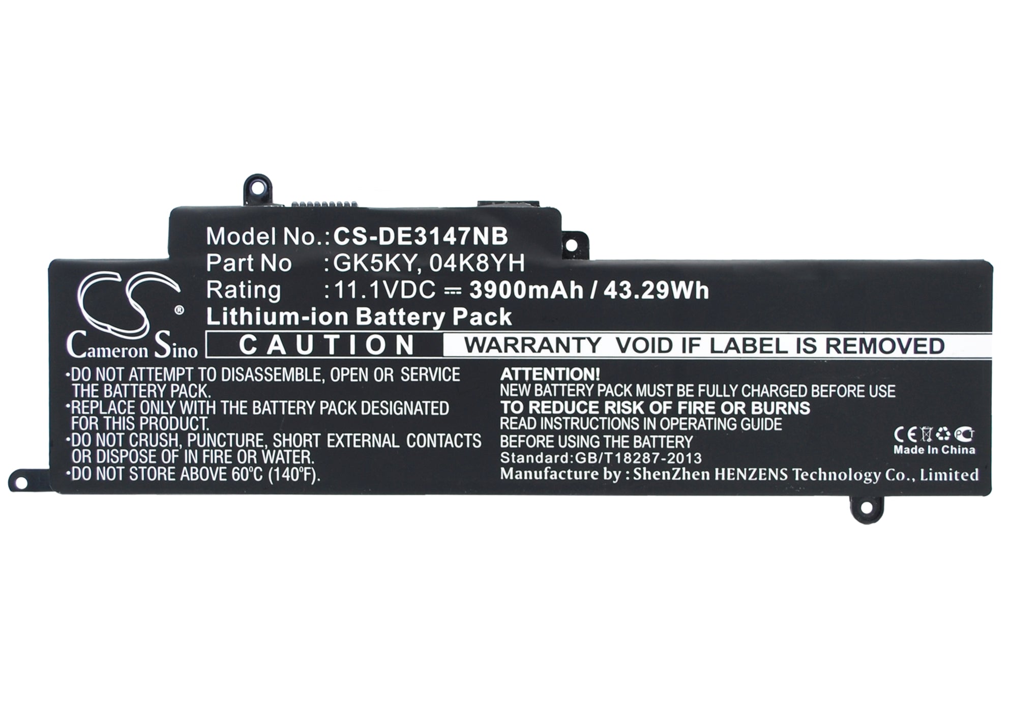 3900mAh Laptop Battery for DELL Inspiron 11/13 3000/7000 - 11.1V Li-Polymer Replacement Battery - GK5KY, 4K8YH