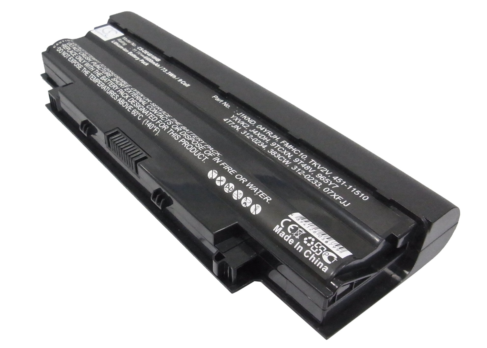 6600mAh Extended Life Battery for Dell Inspiron 13R 14R 15R N4010 N5010 N7010, Vostro 1440 Laptop - 11.1V