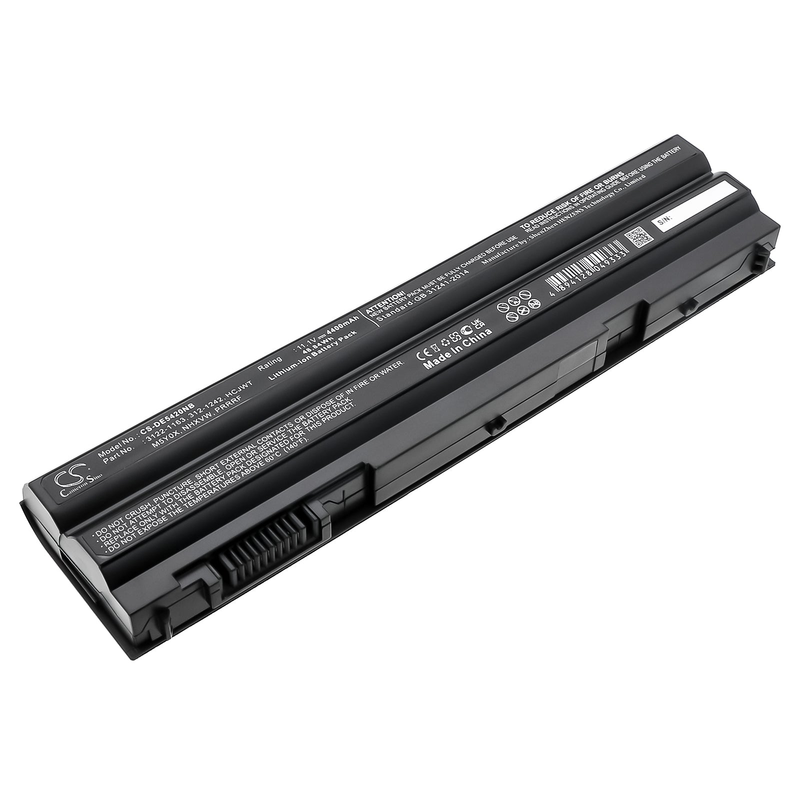 4400mAh Laptop Battery for DELL Latitude E5420 E5520, Inspiron 15R - 11.1V Li-ion Replacement Battery