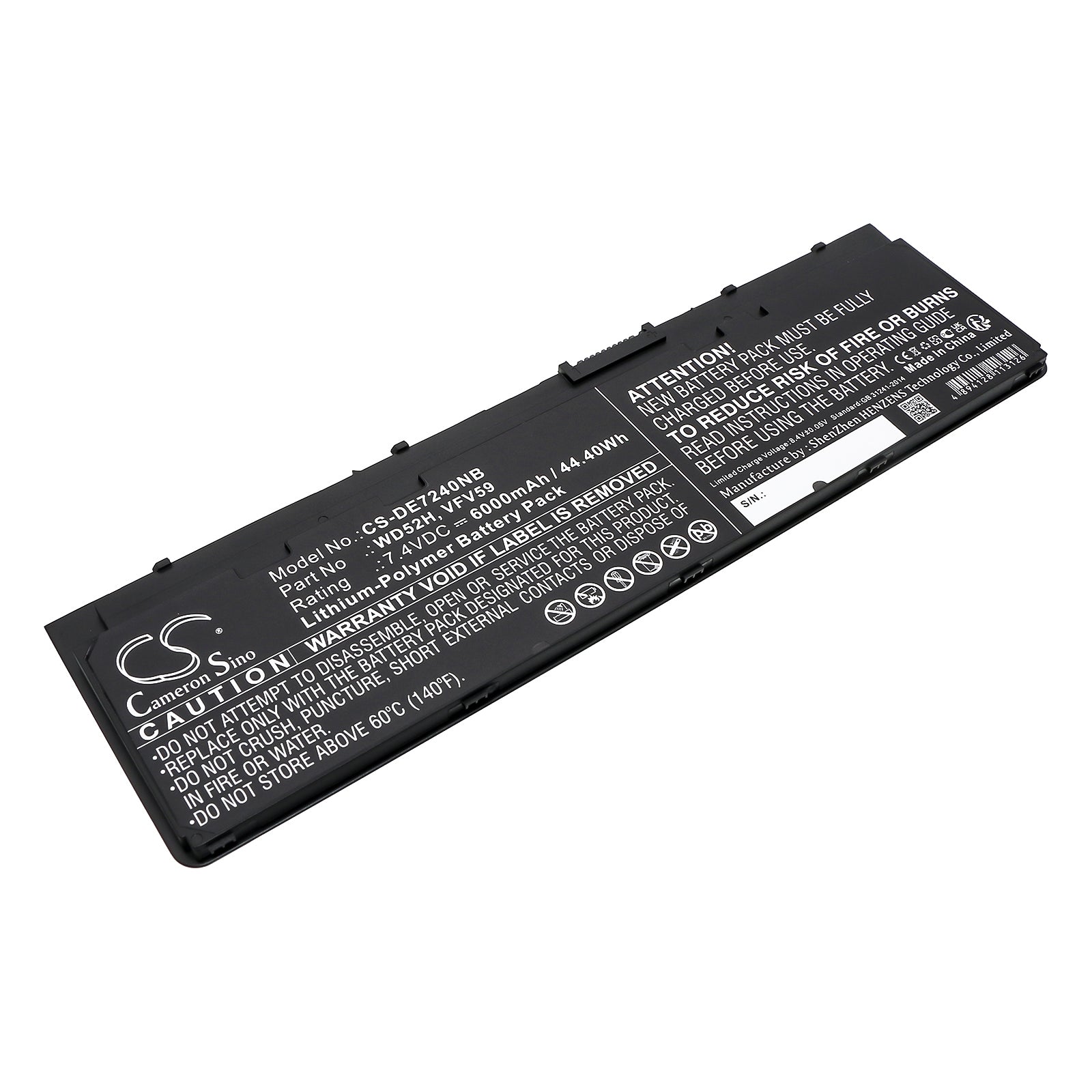 6000mAh 7.4V Laptop Battery for DELL Latitude E7240 E7250 - VFV59 WD52H Replacement, High Capacity