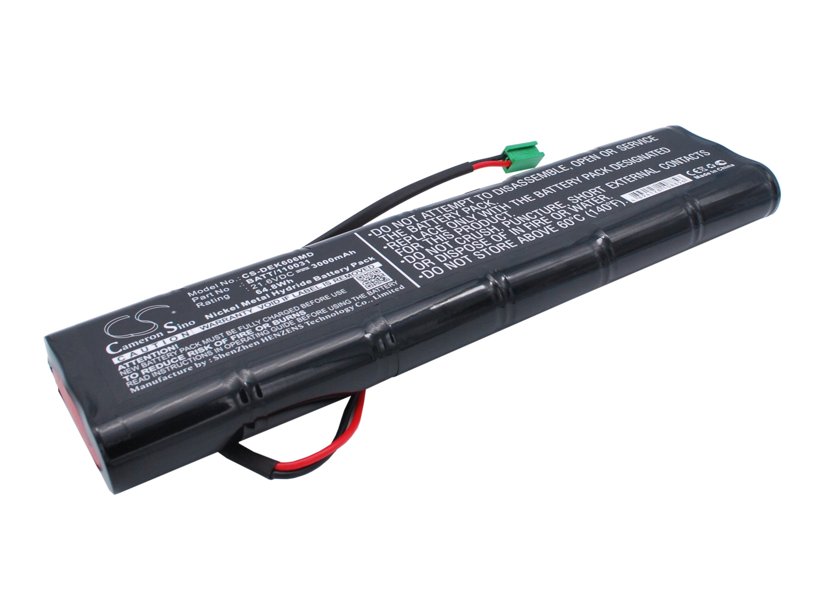 21.6V 3000mAh Ni-MH Replacement Battery for Dimeq EK606 & Hellige EKG - EK53/EK56, 120031 Medical Application
