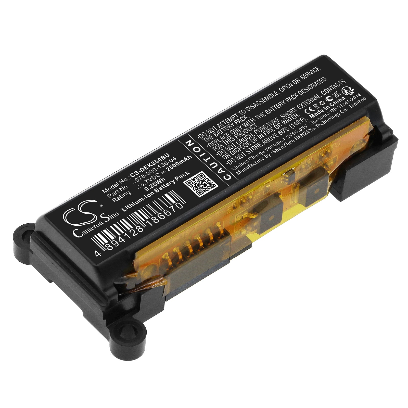 2500mAh Replacement Battery for DELL Controller Card DGK85 & Calypso I/O Controller DGK85RAID - 3.7V 9.25Wh Li-ion