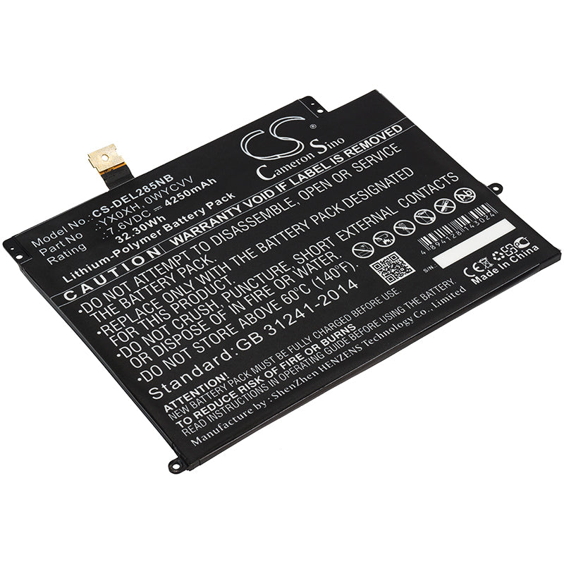 4250mAh Battery for Dell Latitude 7285 - YX0XH/0WYCVV/C668F - 7.6V 32.3Wh Li-Polymer Laptop Replacement Battery