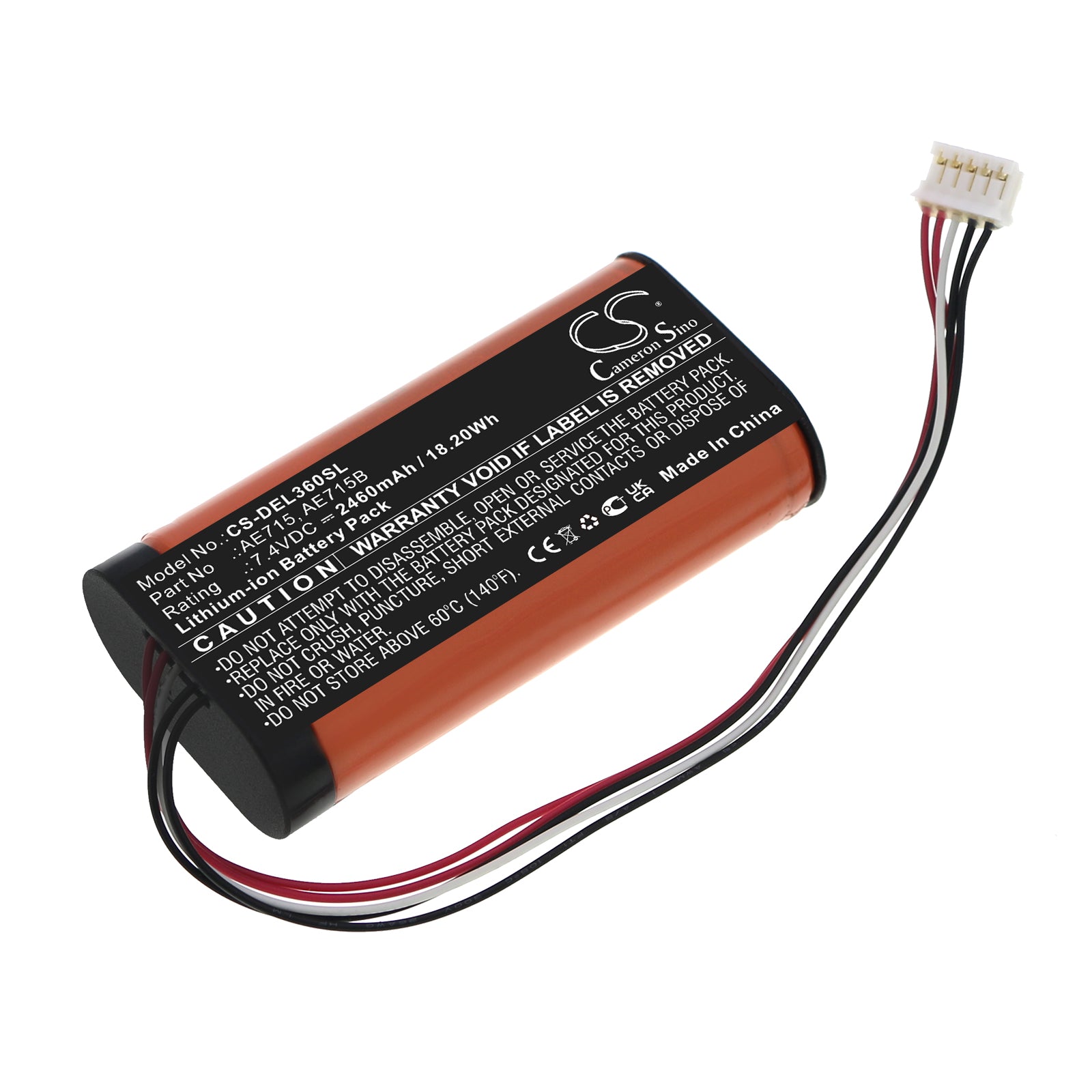 2460mAh 7.4V Replacement Battery for DELL Wireless 360 Speaker AE715, AE715B - Li-ion 18.20Wh