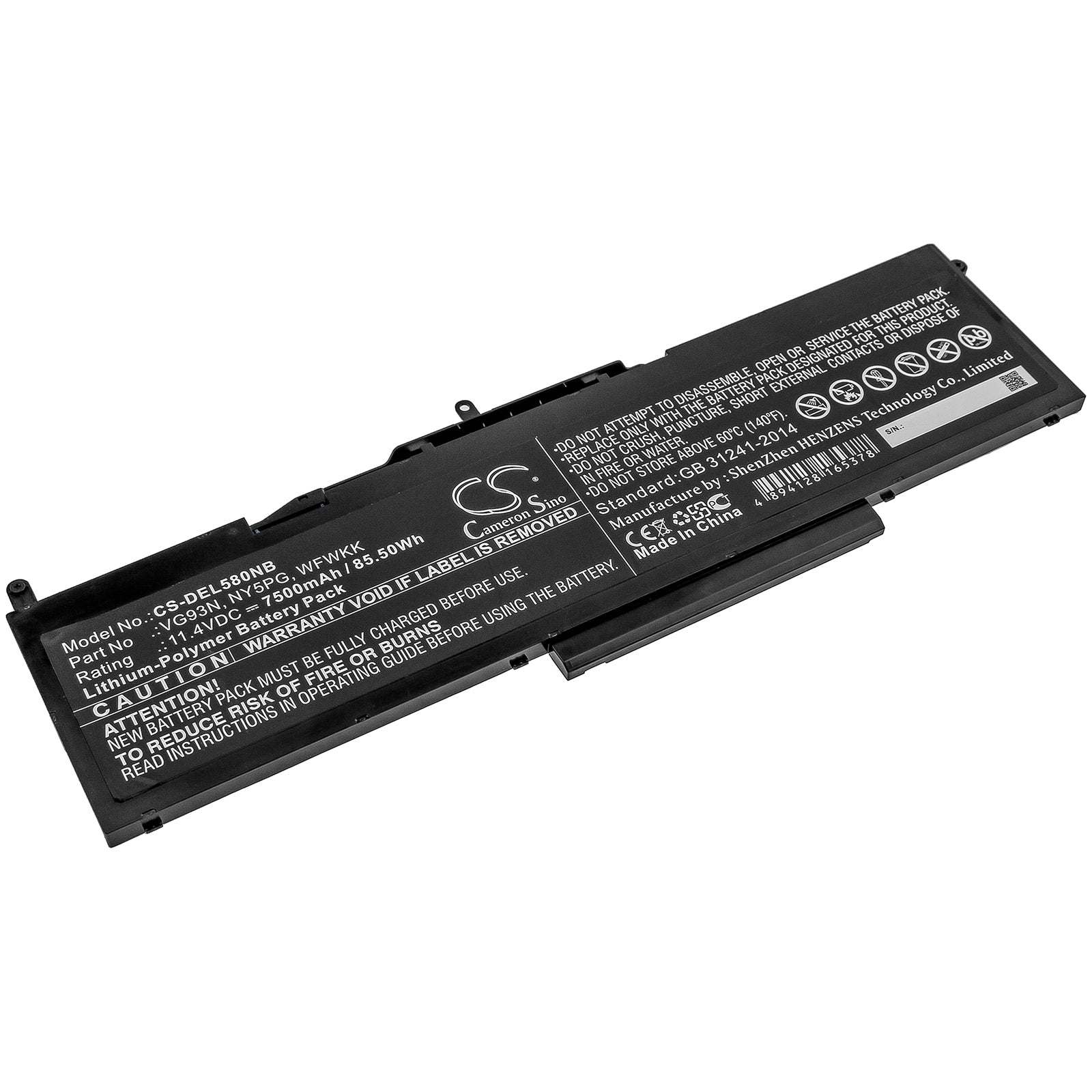 85.5Wh Laptop Battery for Dell Latitude 5580 & Precision 3520/3530/5591 - NY5PG VG93N WFWKK - High Capacity Replacement