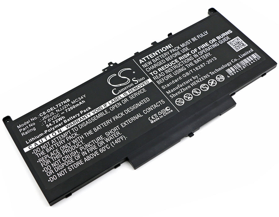 DELL Latitude E7270 E7470 Battery: 7200mAh, 7.6V 54.72Wh, Li-Polymer Replacement for 12/14" Series Laptops