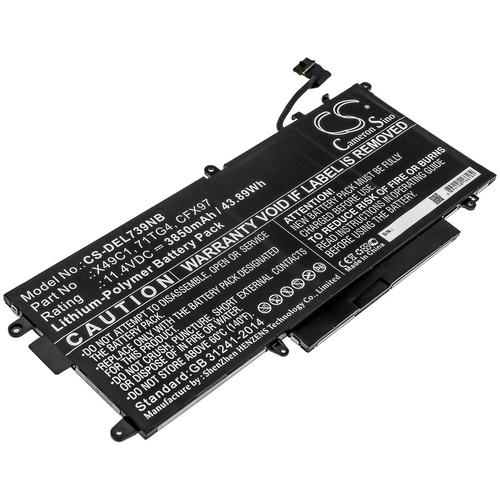 Dell Latitude 5289/7390 2-in-1 Laptop Battery - 3850mAh, 11.4V 43.89Wh - Replacement for X49C1, 71TG4, CFX97