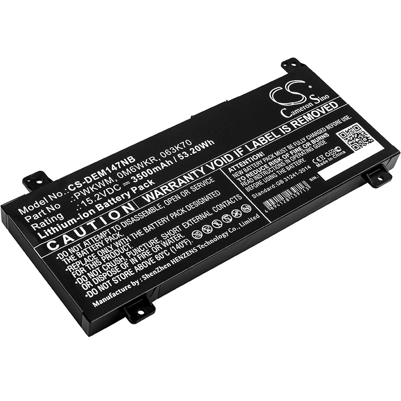 3500mAh Laptop Battery for Dell Inspiron 14 7466 7467 7000 P78G Series - 15.2V 53.2Wh Li-ion