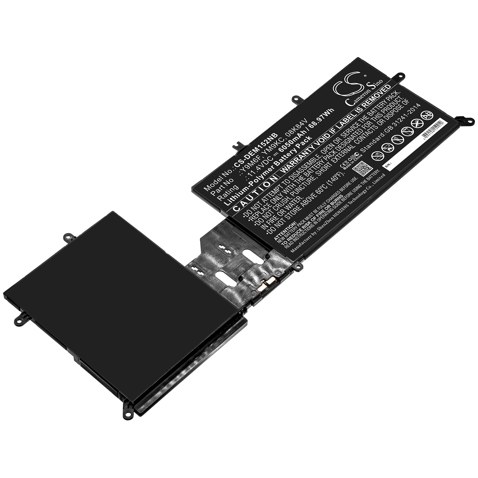 6050mAh Laptop Battery for Alienware M15 R2, M17 R2 Series - 11.4V 68.97Wh Li-Polymer - Replacement for 08K84V, Y9M6F