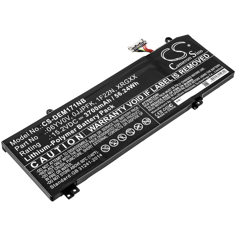 3700mAh Dell G5/G7/Alienware M15/M17 Laptop Battery - 15.2V 56.24Wh Li-Polymer - Replace 06YV0V, XRGXX