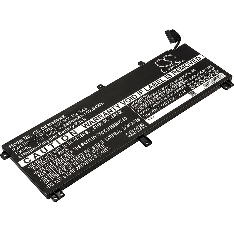 5400mAh Laptop Battery for Dell Precision M3800 XPS 15 9530 - 11.1V 59.94Wh Replacement
