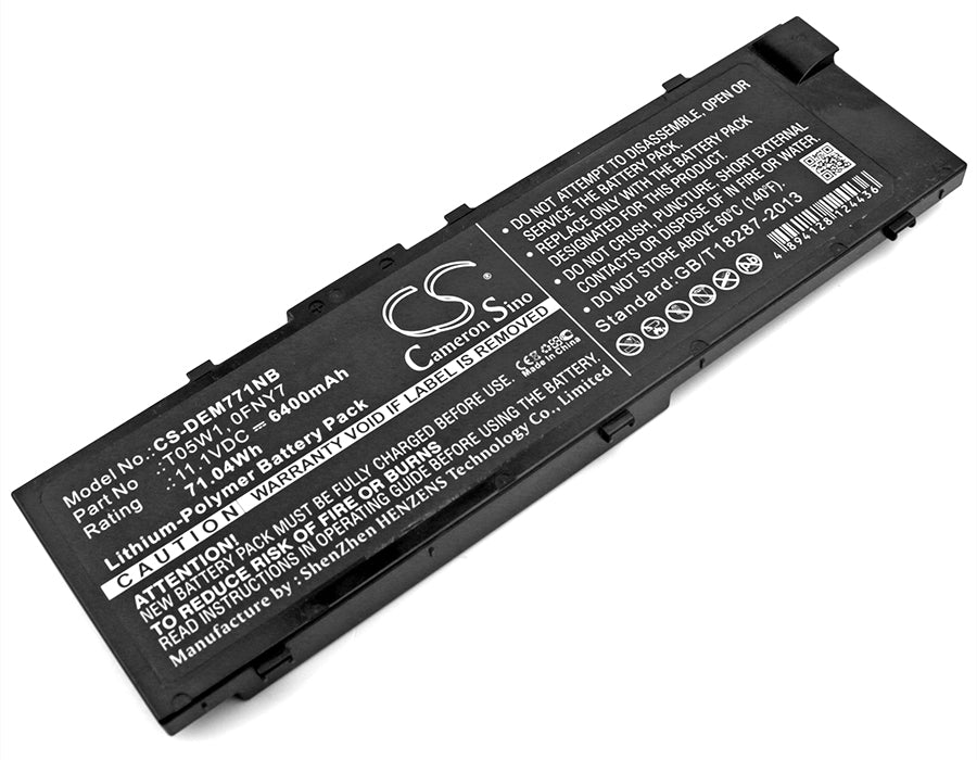 71.04Wh 6400mAh Li-Polymer Replacement Battery for Dell Precision M7710, M7720, 7510, 7520 Laptops