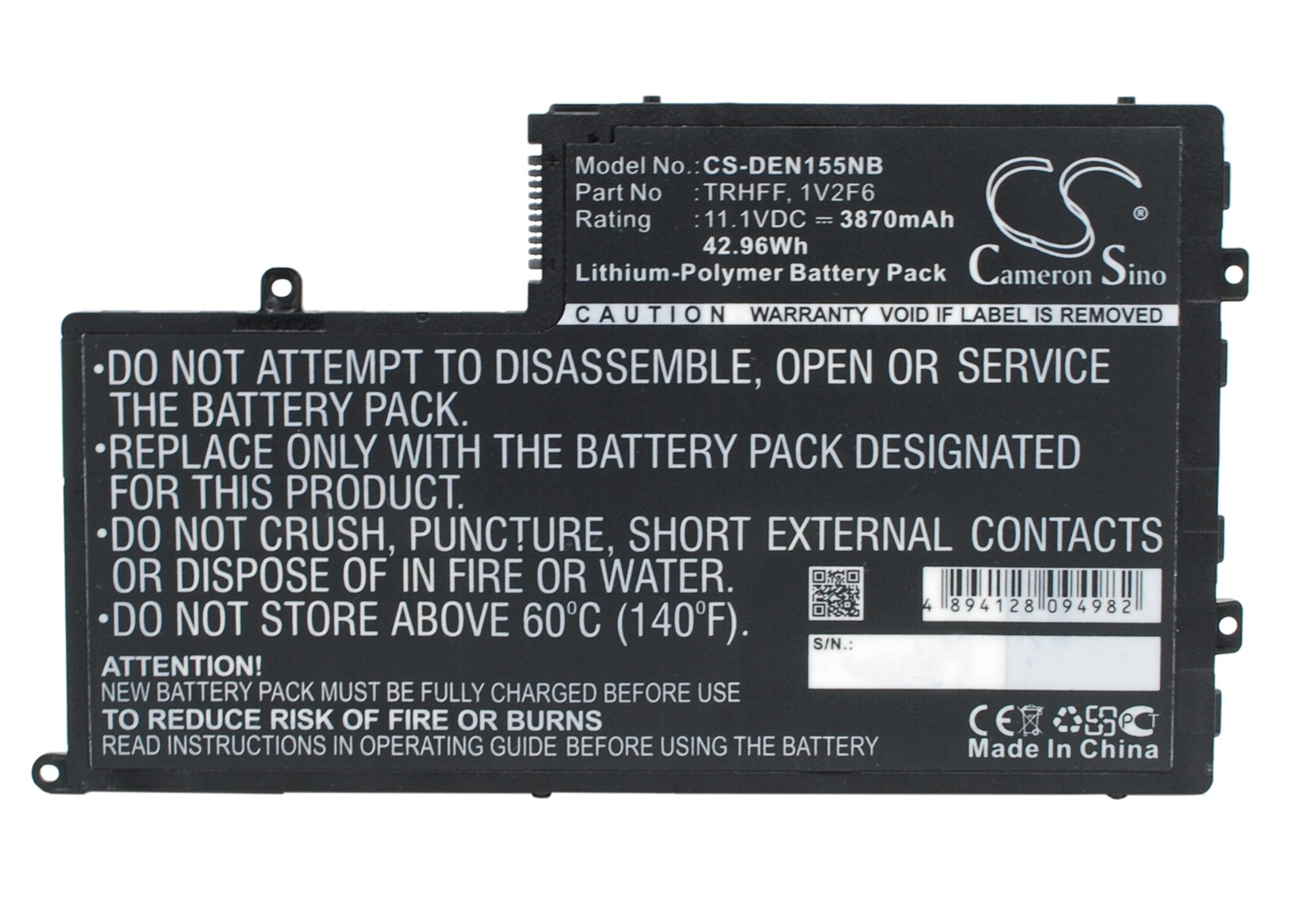 42.96Wh Battery for Dell Inspiron 15 5000 5547, Latitude 15 3550 - 11.1V 3870mAh Li-ion Replacement