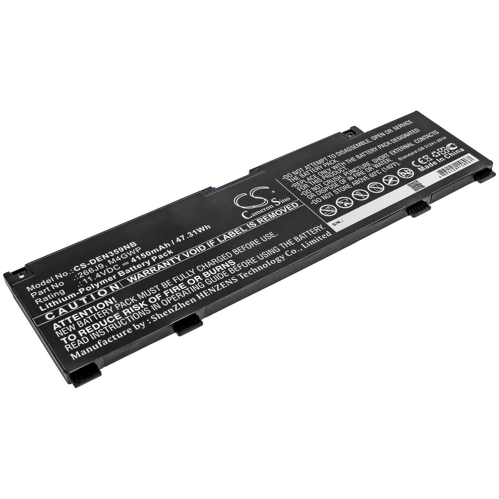 4150mAh Li-Polymer Battery for Dell Inspiron 14-5490, 15PR & G3 3590 Series Laptops - 11.4V, 47.31Wh - Replacement Internal Battery