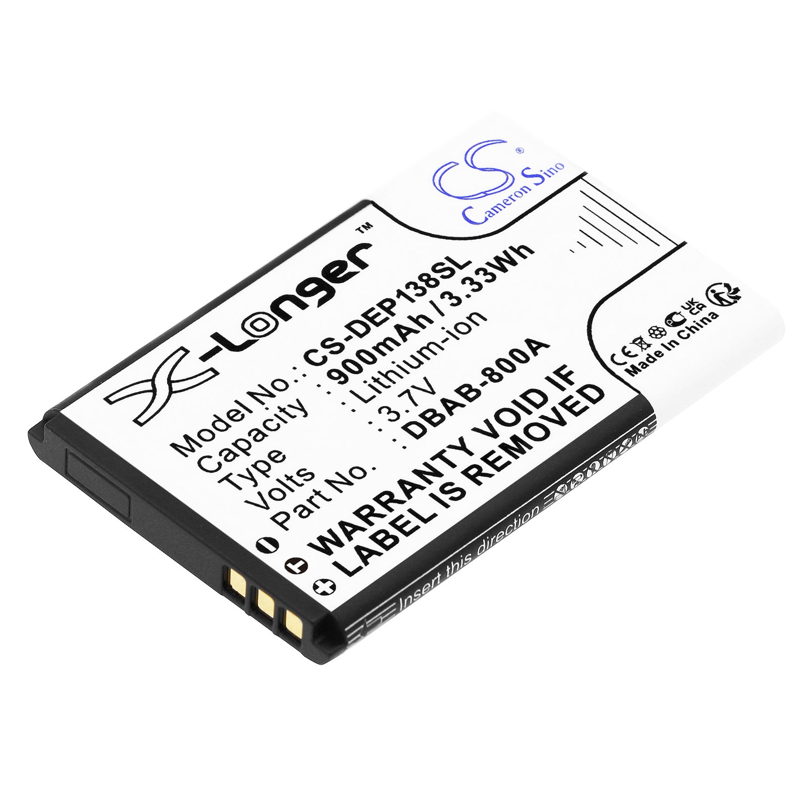900mAh Replacement Battery for Doro 1378, 1380, 1382, 1385 Mobile Phones - DFB-0350, DBAB-800A - 3.7V Li-ion