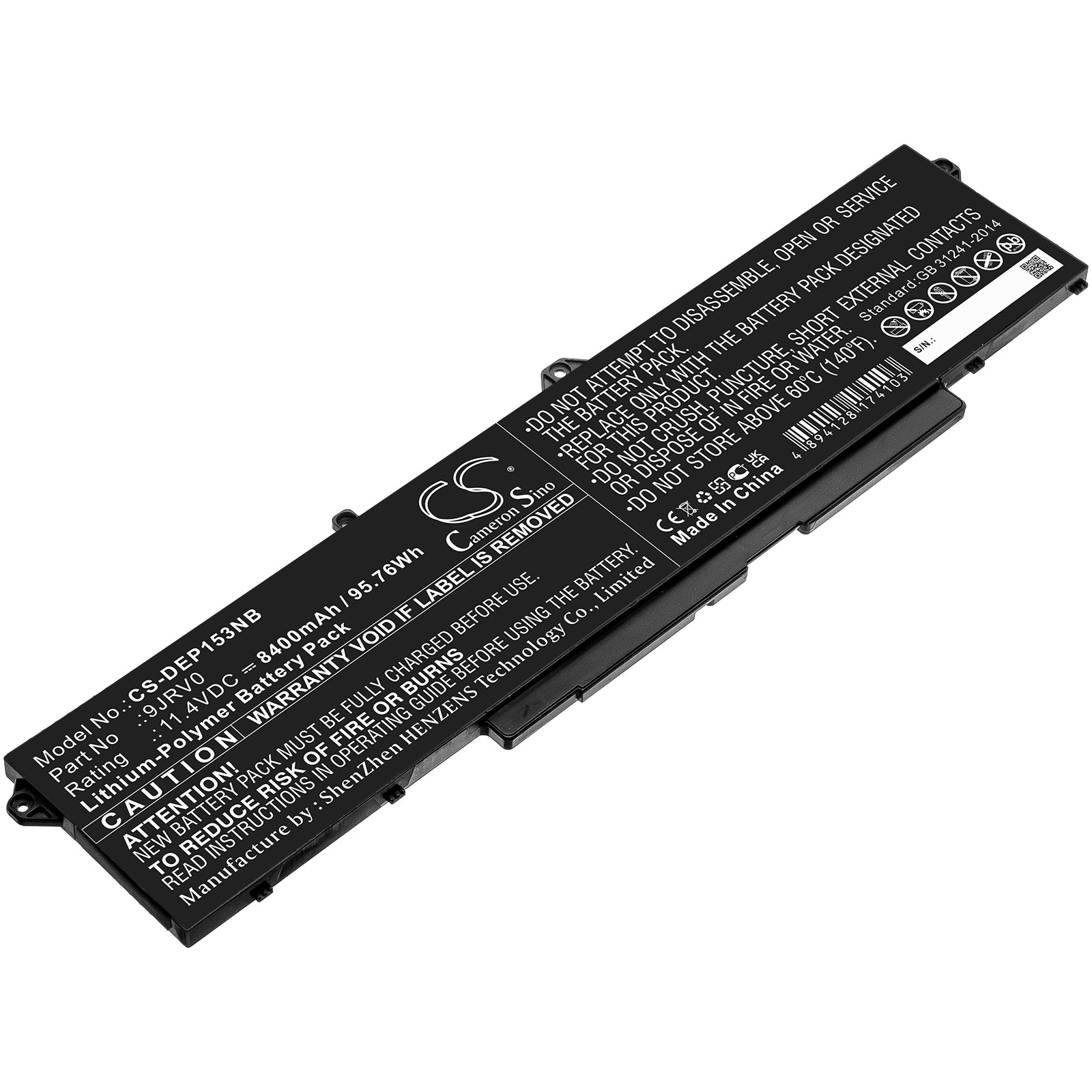 95.76Wh Battery for DELL Precision 15 3561 Laptop - 8400mAh 11.4V Li-Polymer Replacement - 9JRV0, 53XP7
