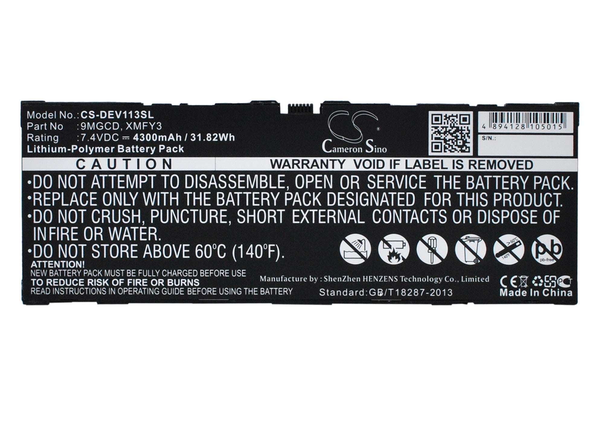 4300mAh Replacement Battery for DELL Venue 11 Pro 5130/7140 Tablet - 7.4V 31.82Wh Li-Polymer