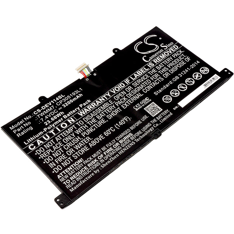 3200mAh Battery for DELL Venue 11 Pro Keyboard Dock D1R74 CFC6C Tablet - 7.4V 23.68Wh Li-Polymer Replacement