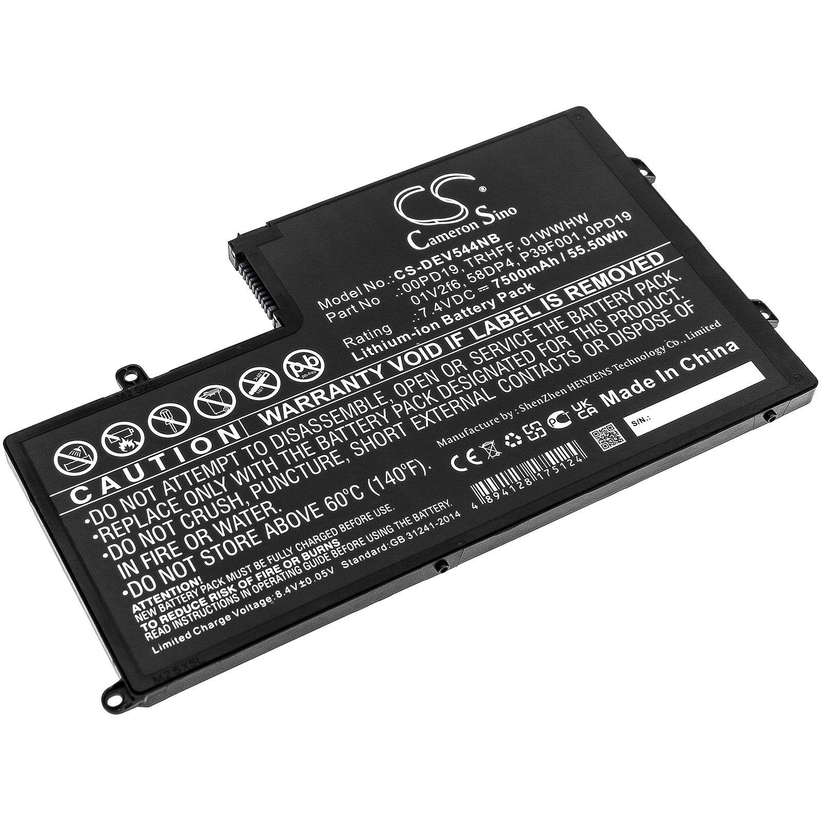 7500mAh Dell Inspiron 14-5447, 15-5547, Latitude 3550 Battery - 7.4V 55.5Wh Li-ion Replacement
